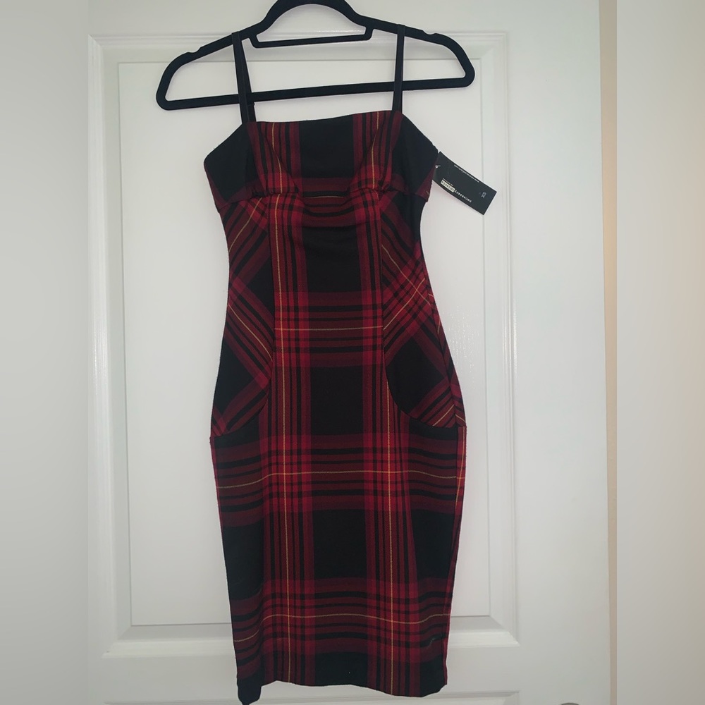 Necessary Objects sexy fitted plaid dress